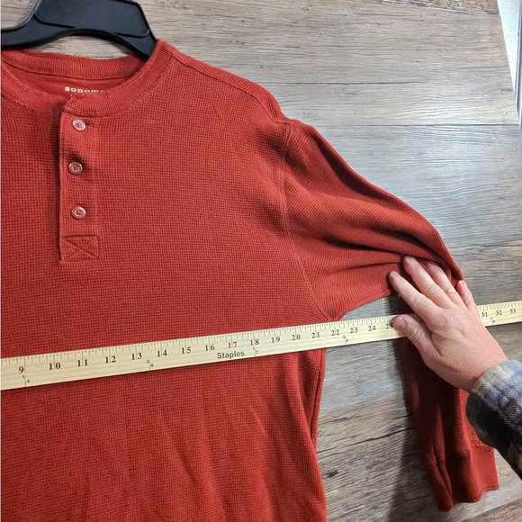 Sonoma Men's Rust Long Sleeve Henley - Picture 3 of 8